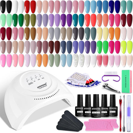 Set de 36 PCS de esmalte de gel para uñas-32 colores kit de esmalte de gel base coat glossy matte y glitter top coat colección verde azul rojo rosa para mujeres