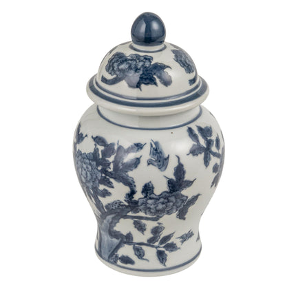 Decorative Ceramic Ginger Jar with Domed Lid, Light Blue