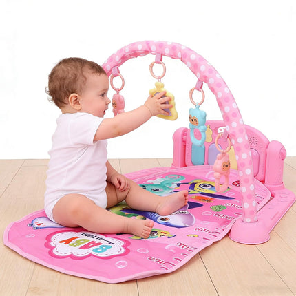 Fafeicy Baby Gym Play Mat, Music Activity Center with Detachable Piano and Toys for Motor Skills Development, Sensory Play and Early Learning