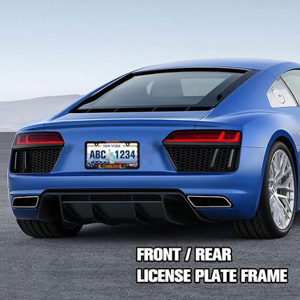 2 PCS Aluminum License Plate Frames for Miami Hurricanes,Metal Matte Black License Plate Holders for UM, Universal US Car License Plate Covers with Screws