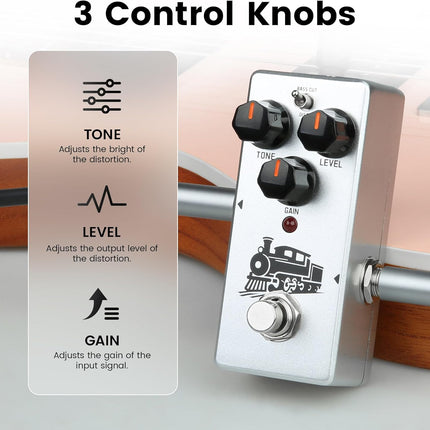 SORAN JDS-01 Crazy Train Distortion Mini Pedal for Electric Guitar,Two Selectable Modes, Analog Distortion Pedal with Bass Cut Control,True Bypass, DC 9V