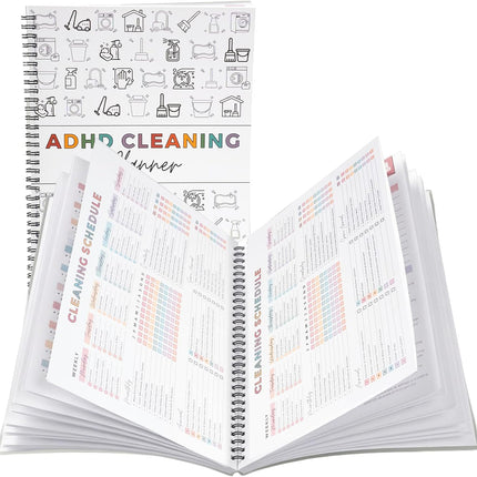 ADHD Cleaning Planner Colorful Frosted Cover - Daily Weekly Cleaning Schedule Notebook for ADHD Adults Kids, Tear-Resistant Bleed-Proof