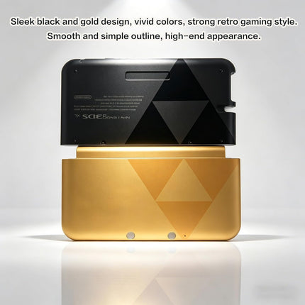Replacement Shell for Nintendo 3DS XL, Minimalist Black Gold Protective Case, Precise Cutouts Custom Housing, Retro Gaming Style Handheld Console Replacement Cover