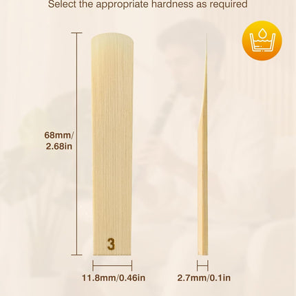 New bee 10pcs Bb Clarinet Reeds Strength 3.0 Individually Packed with Reed Case, Thinner Reed Tip Advanced Cutting Technology for Clarinet Beginner and Player