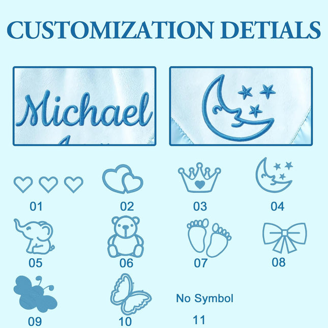 Personalized Baby Blanket with Embroidered Name,Custom Baby Receiving Blankets Soft Fleece Toddler - photo 2