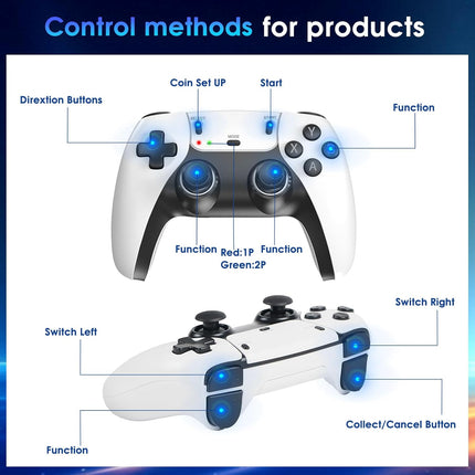 2026New Retro Game Console,40000+Games and 23 Emulators, with Dual 2.4G Wireless Controllers, Plug and Play 4K HD HDMI TV Game Stick White