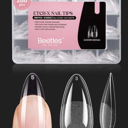 Soft Gel Nail Tips Short Almond 288pcs in 12 Sizes Etch-X