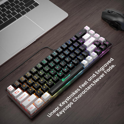 65% Gaming Keyboard, LED Backlit Mini Wired Gaming Keyboard, Ultra-Compact Anti-Ghosting No-Conflict 68 - photo 2