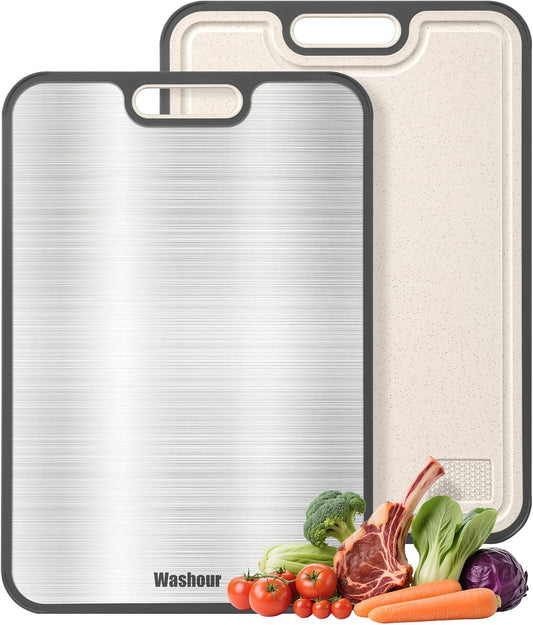 Titanium Cutting Boards for Kitchen, Non Toxic 2-in-1 Cutting Board Double Sided, Food Grade Chopping Boards for Fresh