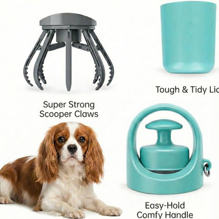 Dog Pooper Scooper with Waste Bag Rolls, Portable No-Touch Dog Waste Pickup Kit