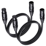 2-Pack XLR to XLR Cable, Microphone Cable, M-F, 3ft