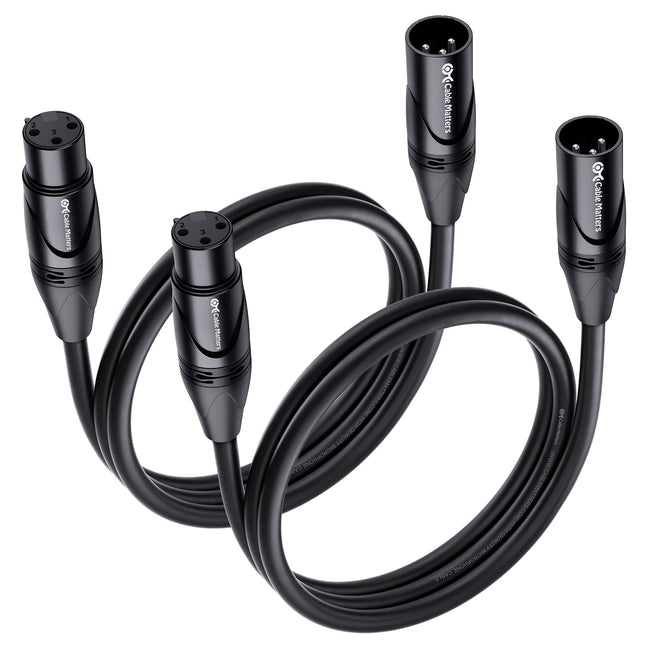 2-Pack XLR to XLR Cable, Microphone Cable, M-F, 3ft