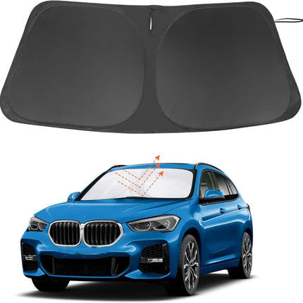 Windshield Sun Shade Custom Fit for 2016-2022 BMW X1 F48 Accessories Foldable Sunshade Sun Blocker Protect Car from Sun Rays & Heat Damage Keep Car Cooler