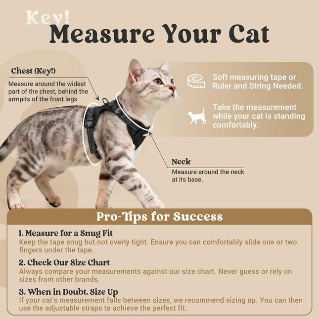 Cat Harness and Leash, Escape Proof Vest with 3 Adjustable Buckles, Soft Comfortable Kitten Harness - photo 2
