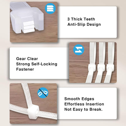 White Zip Ties Assorted Sizes 4+6+8+12 Inch, 400 Pack, Clear Zip Ties, White Cable Ties, Zipties Clear, UV Resistant Wire Ties, Plastic Ties, Tie Wraps Assorted Sizes, SiKuLin