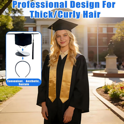 Graduation Cap Headband, Anti-Falling Grad Cap Headband for Graduation Insert, Grad Hat And Gown Head band Insert for Graduates Mentors Students Unisex Hat Accessory