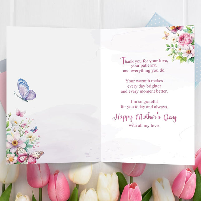 Mother's Day Floral Butterfly Greeting Card for Mom