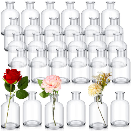 54 Pcs 3.15 Inches Small Glass Bud Vases Bulk Mini, Clear