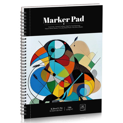 Bloc de papel para rotuladores de 50 hojas, 7.6 × 7.6 in, 120gsm, cuaderno de bocetos para rotuladores de alcohol
