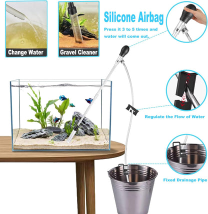 Small Aquarium Gravel Cleaner with 6 ft Hose for 3-8 Gallon Tanks - photo 3