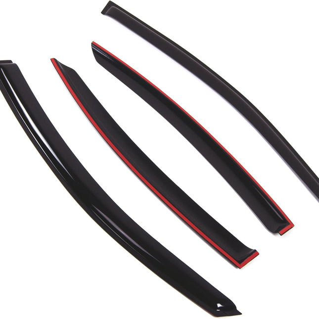 4 Pcs Dark Smoke Window Visor (Outside Mount) Deflector Rain Guard