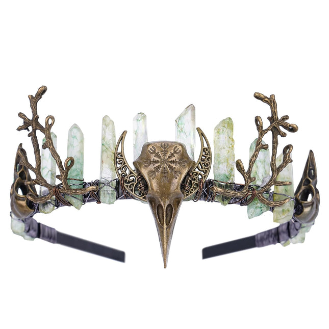 Green Fairy Raw Quartz Crystal Crown Woodland Headband