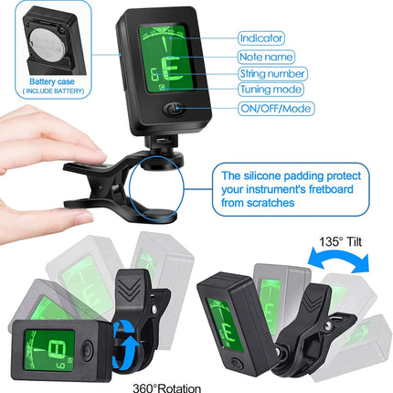 Yamaha Guitar Tuner Clip-on, Multi-Instrument, Buzz-Free, Quick Release, Capo, Picks Accessory Pack