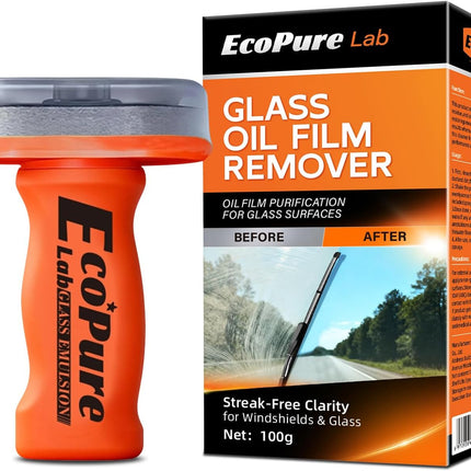 Glass Emulsion Cleaner, Car Oil Film Remover, Windshield Oil Film Remover for Car Windows, Auto Glass Cleaner, Improves Windshield Clarity for Safe Driving, Crystal Clear View(1PCS)