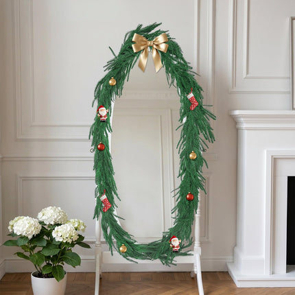 6Ft 2Pcs Artificial Norfolk Pine Garland, Real Touch Faux Greenery for Fireplace Mantel Staircase Wall, Christmas Hanging Indoor Outdoor Decor