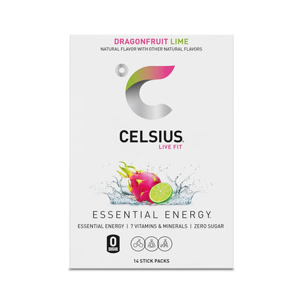 CELSIUS® On-The-Go Powder Sticks Dragonfruit Lime, Essential Energy 2.8 Oz