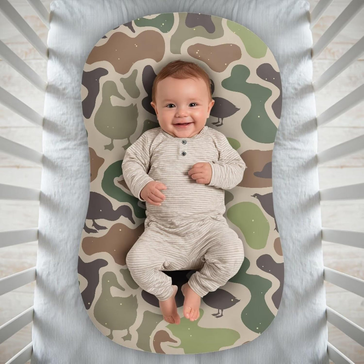 Green Duck Hunting Camo Cover for Baby Nest for Newborn & Infant Lounger Slipcover Elastic Fabric Nest - photo 3