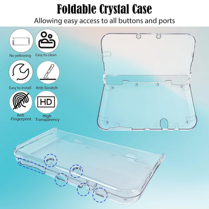 JDGPOKOO 5 in 1 Accessories Kit for New Nintendo 3DS XL/LL 2015, Carrying Case for New 3DS XL/LL, Clear Shell Case, 2 Set Screen Protectors and Charging Cable Compatible with Nintendo New 3DS‌ XL/LL ONLY