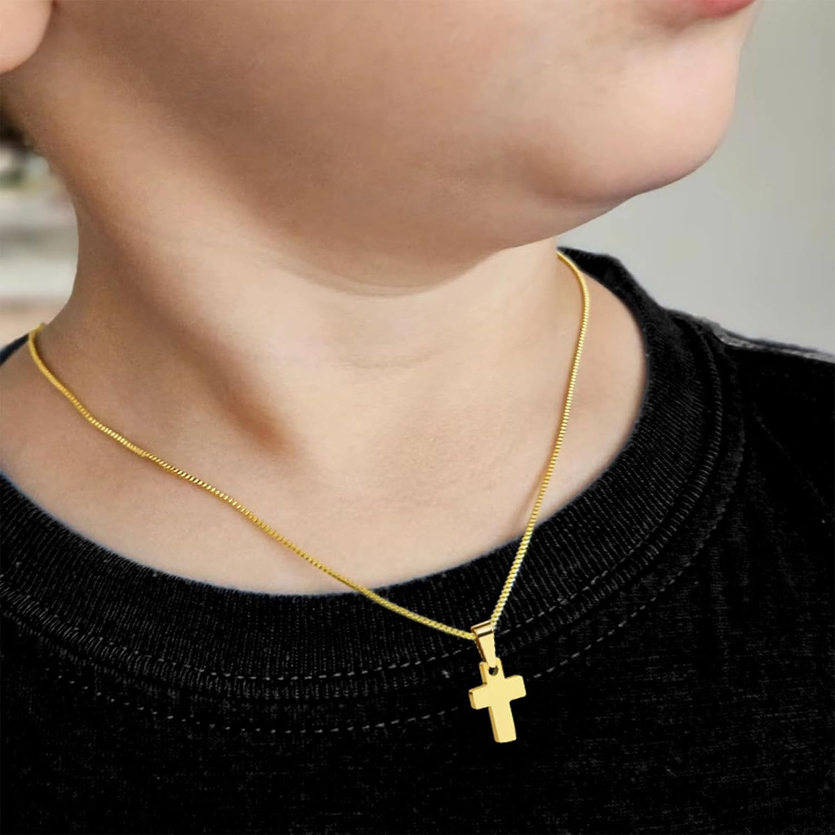 Cross Necklace as Easter Basket Stuffers First Communion Gifts for Toddler Kids Teen Boys Girl, Mustard - photo 4