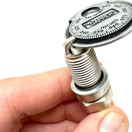 Spark Plug Gapper: Coin-Style Spark Plug Gap Tool, 0.020"–0.100" Measurement Range, Plated Steel, Quick-Check Reference Tool