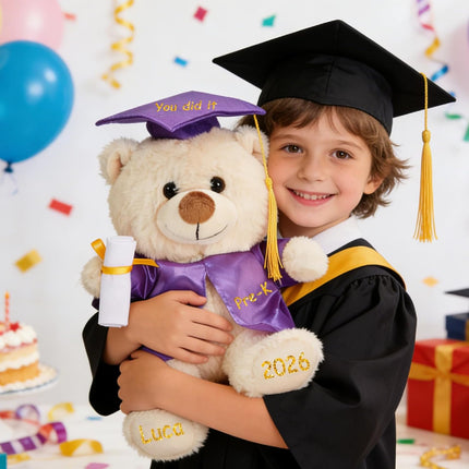 TNYKER Custom Graduation Bear 2026 Personalized Name Graduation Stuffed Animal Monogrammed Graduation Plush PreK Kindergarten High School College Grad Gifts for Kids Her Him