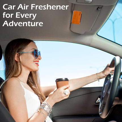 Car Air Freshener – Wood Air Freshener for Visor Clip – 4 Luxury Scents Grove, Cabana, Teak, Amber with 2 Strong Magnetic Clips – Cabin, Car, Truck, SUV