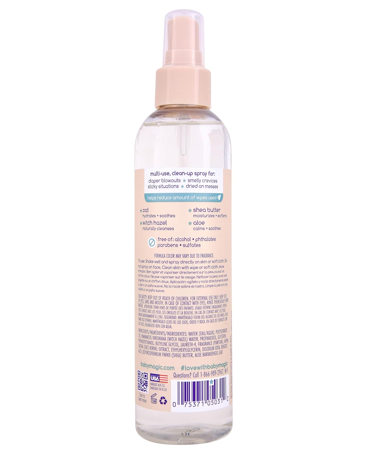 Soothing Clean-Up Spray, Vanilla & Oat, Hypoallergenic, 8 oz - photo 2
