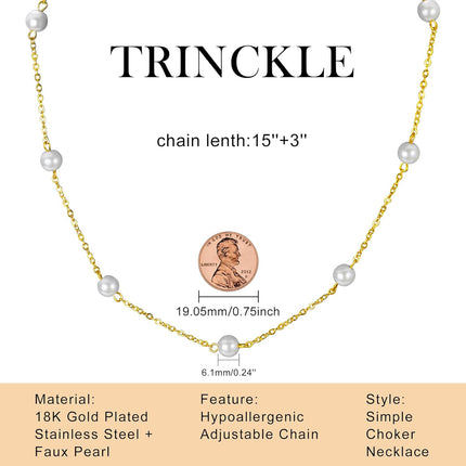 Pearl Necklaces for Women, Gold Pearl Choker Single Pendant Necklace Layered Daisy Prom Wedding Strands for Bride Bridesmaids Beach Summer Jewelry