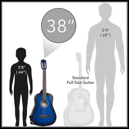 38-Inch Beginner Acoustic Guitar Starter Kit in Blue - photo 3