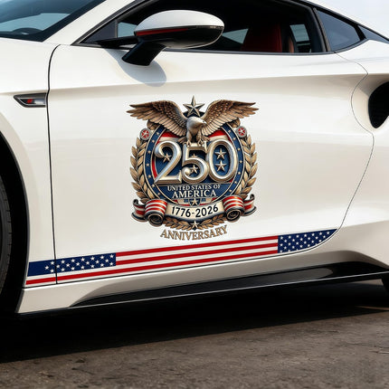 5PCS 250 Anniversary USA Stickers (1776–2026), 250 Anniversary USA Window Decal, USA 250th Anniversary Birthday Patriotic Vinyl Sticker for Car Windows Refrigerator Laptop Truck SUV