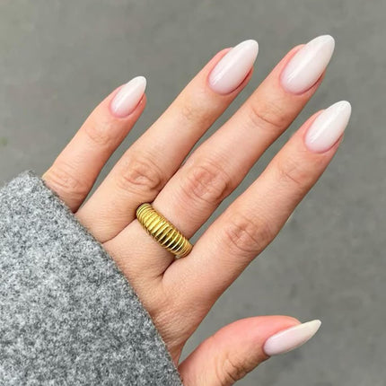 French Tip Press On Nails Short Almond 32Pcs 16 Sizes Reusable