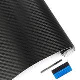 3D Black Carbon Fiber Car Vinyl Wrap Self-Adhesive Film 1ft x 5ft