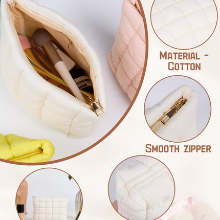Personalized Quilted Nylon Makeup Bag, Custom Stylish Embroidered Name Cosmetic Pouch, Bridesmaid Gift, Portable Cute Travel Toiletry Bag for Women Girls, Organizer Storage for Travel, Gift for Her
