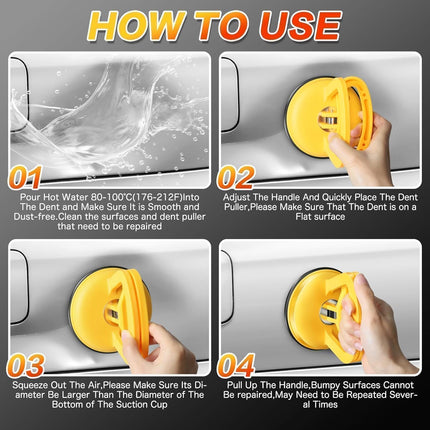 Car Dent Puller 3 Pack Dent Puller Powerful Car Dent Removal Kit Suction Cup Dent Puller for Car Dent Repair Dent Remover Tool for Car Body,Tiles Lifting,Objects Moving,Screen (Yellow+Black)