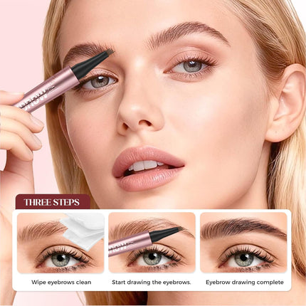Microblading Eyebrow Pen, 2026 New 4-Tip 3D Eyebrow Pencil, Waterproof Long-Lasting Fine Stroke Contouring Pen, Premium Natural Magic Brow Makeup for All-Day Wear (Dark Coffee)