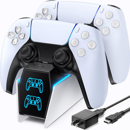 PS5 Controller Charger with Fast Charging AC Adapter, PS5 Controller Charging Station Stand for PlayStation 5, Docking Station Replacement for PS 5 Accessories Kits