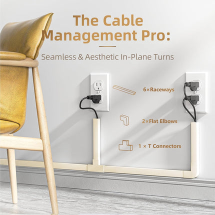 Delamu Beige Cord Hider, 85in Cord Covers for Wires on Wall, One-Cord Cable Hider, Wire Hiders Wire Covers for TV Cords on Wall, Easy Mount Cable Cover Management Kit, 6X L14.2 W0.59 H0.4in, Beige