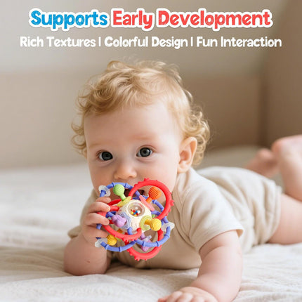 Baby Sensory Teething Toys 0-6 6-12 Months, Multi-Functional Baby Teether & Rattle Toy, BPA-Free Silicone Baby Chew Toy for Teething Relief, Ideal Newborn Infant Shower Gifts for Boys Girls
