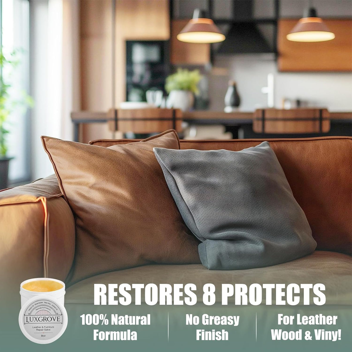 Leather & Furniture Repair Salve- Polisher, Moisturizer, and Restorer for Couches and Furniture  - photo 3