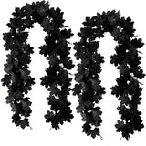 2Pcs Black Maple Leaf Garland Halloween Artificial Fall Leave Vines